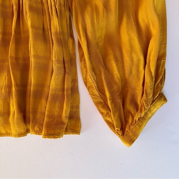 Lucky Brand Boho Flowy Baby Doll Peasant Top Blouse Deep V Neck Size Small - Picture 2 of 11